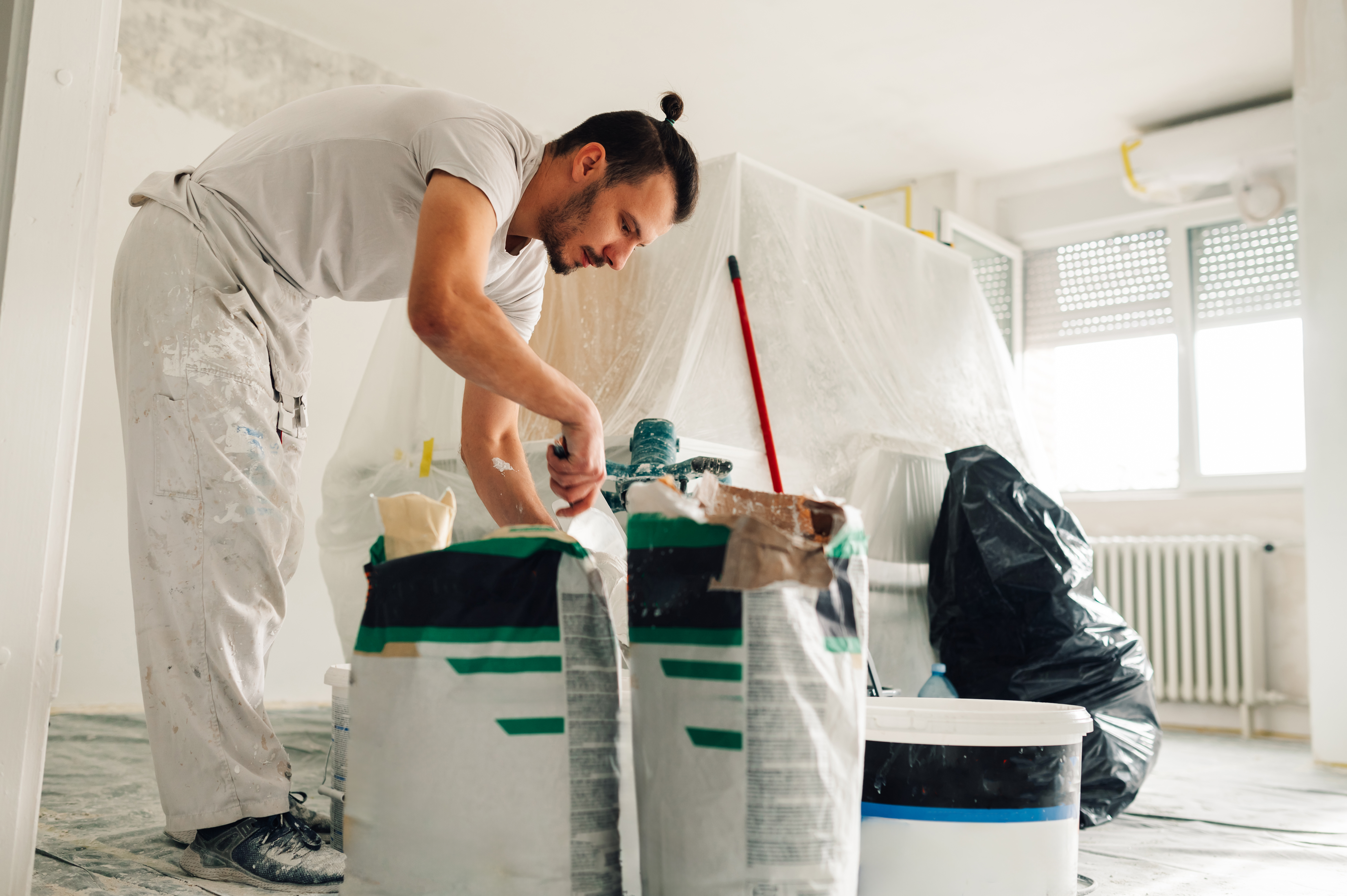 A constructor is renovating a house.